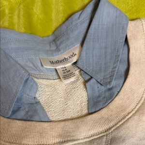 Motherhood Maternity Cream Sweater with Blue Collar 2 in 1 combo